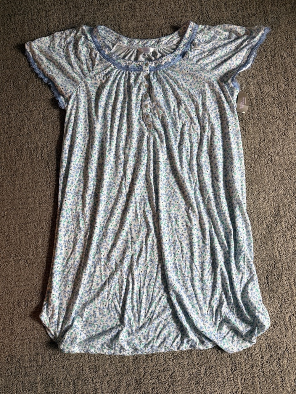 Secret Treasures Light Blue Floral Short-Sleeve Nightgown